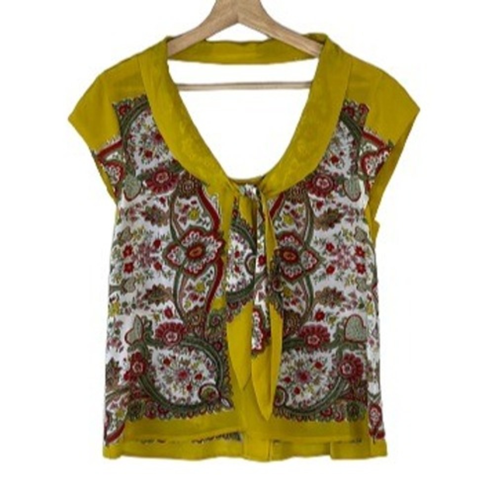 MAEVE PAISLEY SCARF PRINT 100% SILK TOP SIZE 6